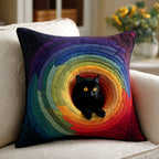 Spooky Black Cat Quilted Cushion Cover printed cushion cover