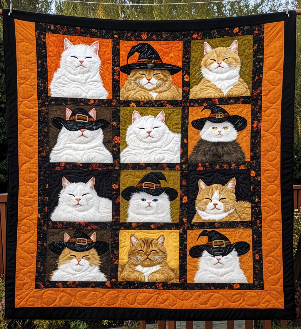 Spooky Cat Nights Quilted Blanket printed blanket