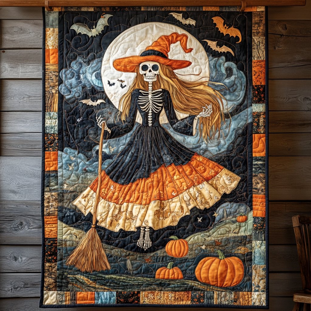 Spooky Cat Quilted Blanket printed blanket