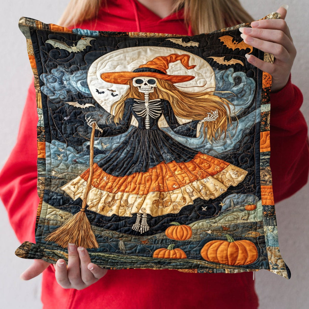 Spooky Cat Quilted Cushion Cover printed cushion cover
