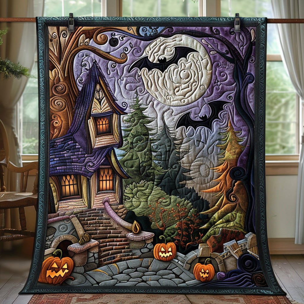Spooky Cottage Quilted Blanket printed blanket