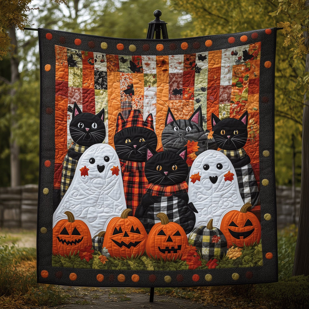 Spooky Feline Quilted Blanket printed blanket