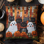 Spooky Feline Quilted Quilted Cushion Cover printed cushion cover