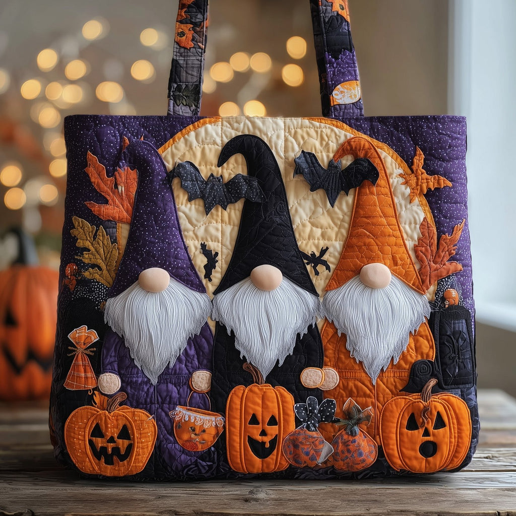 Spooky Gnome Quilted Tote Bag printed tote bag