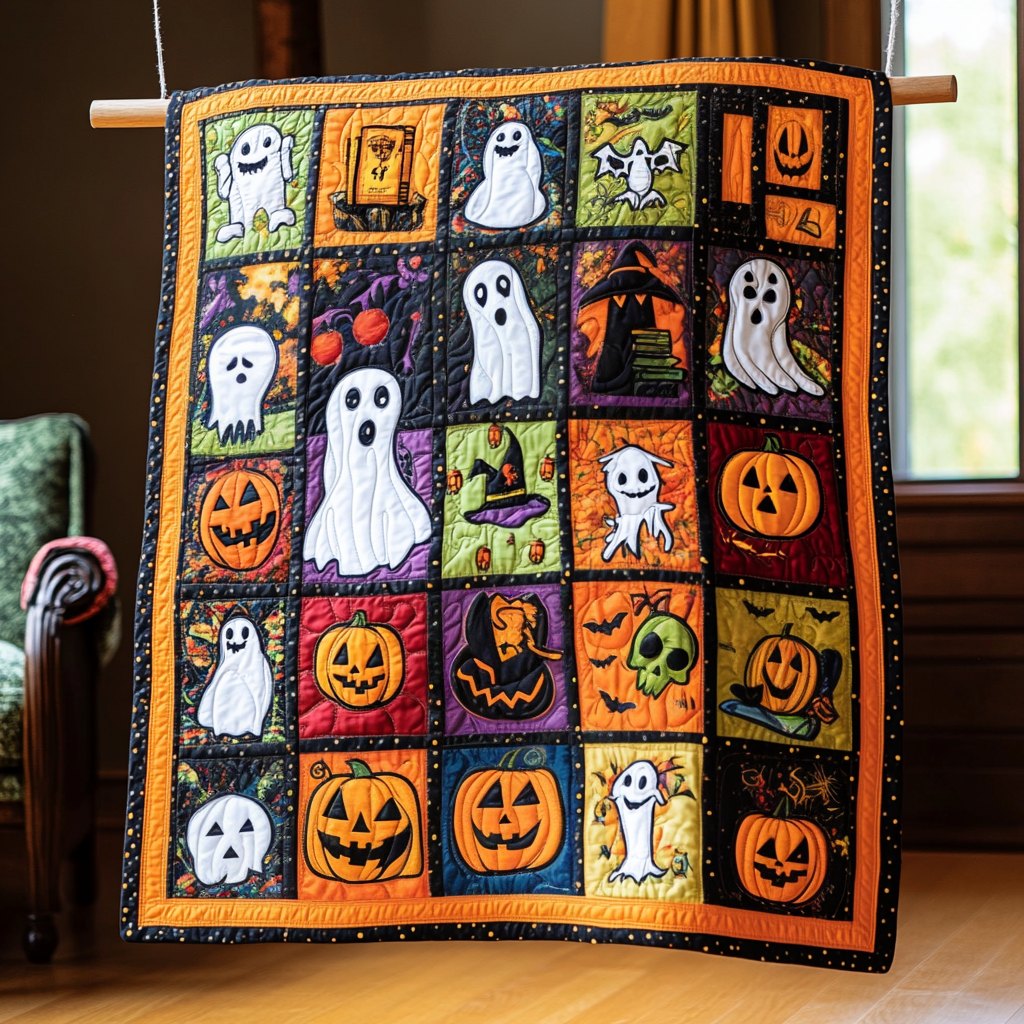 Spooky Halloween Quilted Blanket printed blanket