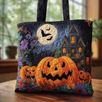 Spooky House Quilted Tote Bag printed tote bag