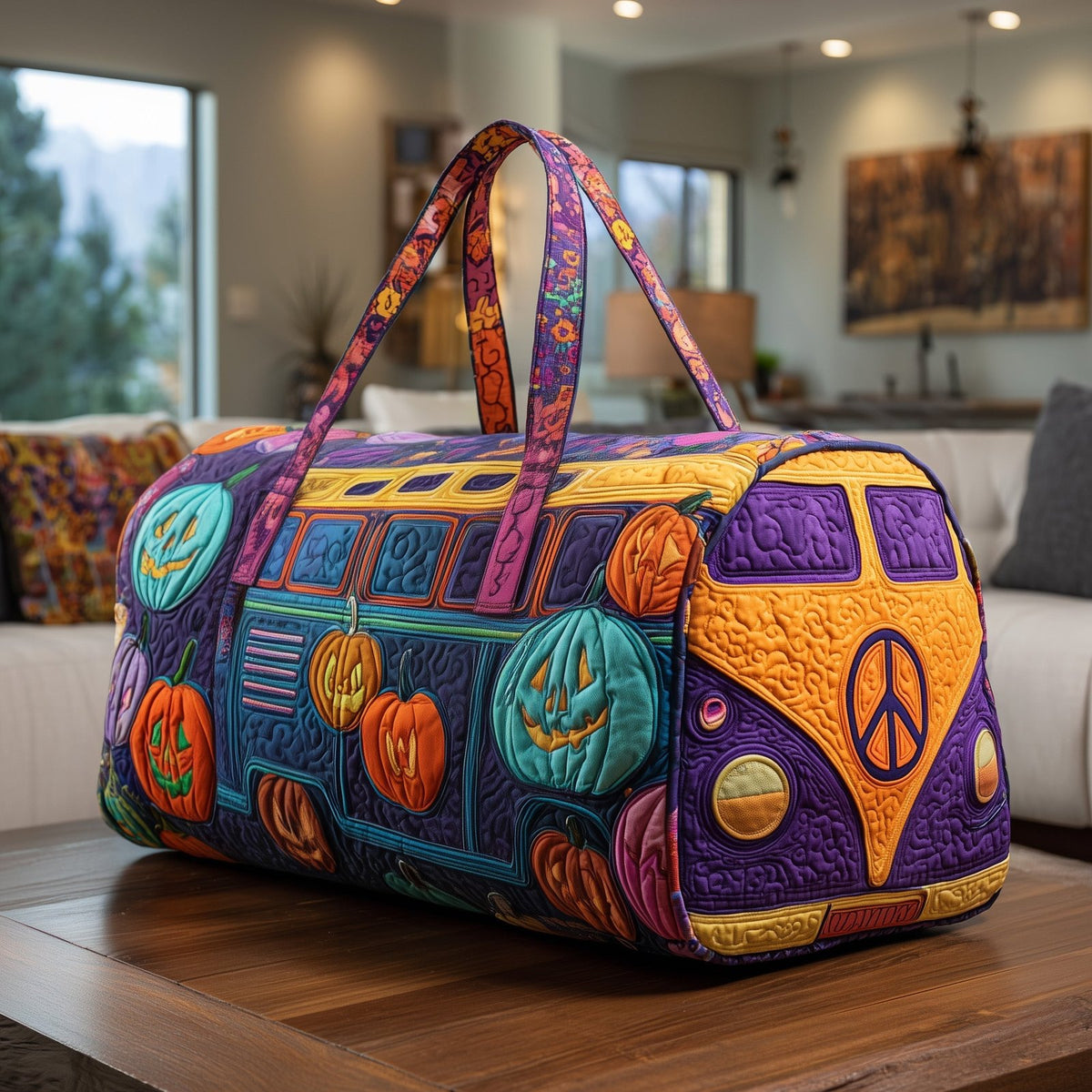 Spooky Journey Quilted Duffle Bag printed duffle bag