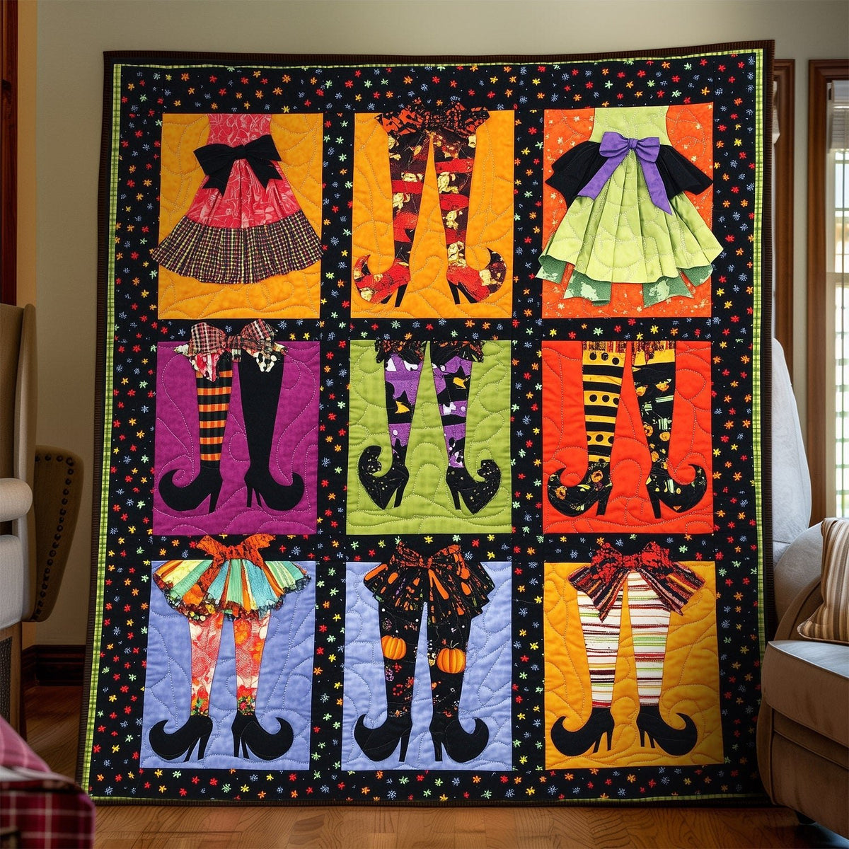 Spooky Legs Quilted Blanket printed blanket