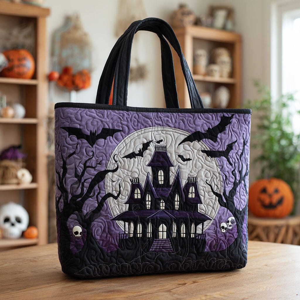 Spooky Moonlight Quilted Tote Bag printed tote bag