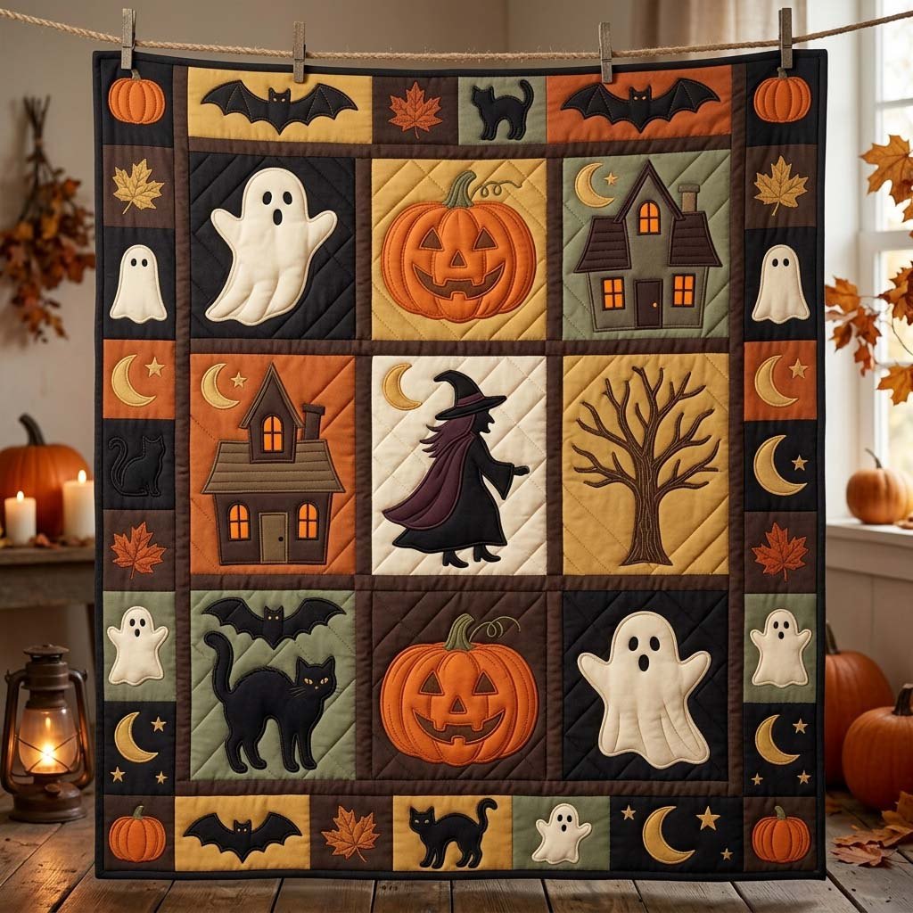 Spooky Patch Night Quilted Blanket printed blanket