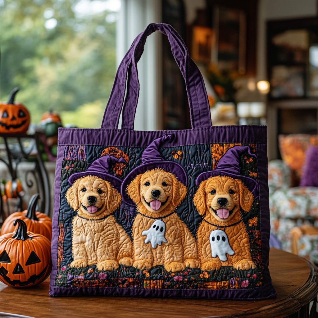 Spooky Pups Quilted Tote Bag printed tote bag