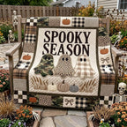 Spooky Season Ghosts in Camo and Leopard printed blanket
