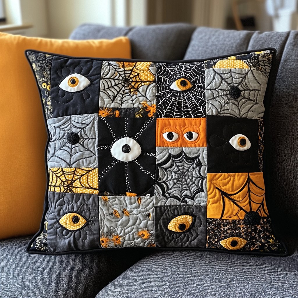 Spooky Season Halloween Quilted Cushion Cover printed cushion cover