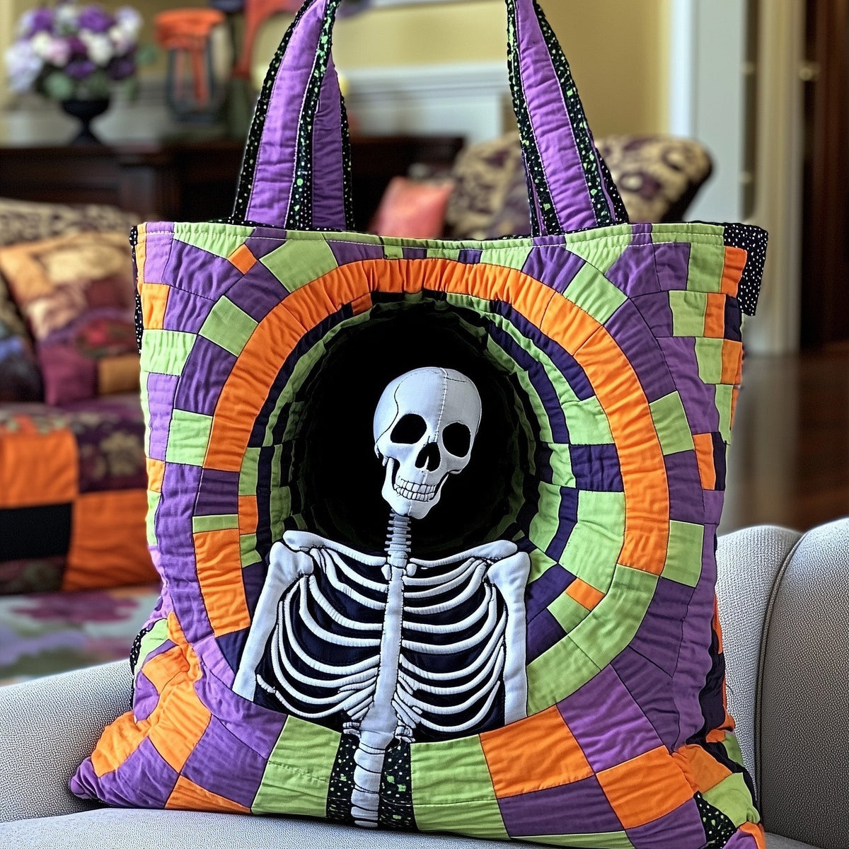 Spooky Season Quilted Tote Bag printed tote bag