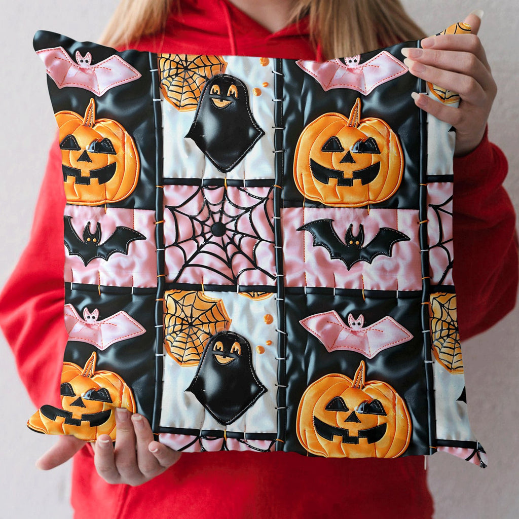 Spooky Skeleton Halloween Quilted Cushion Cover printed cushion cover