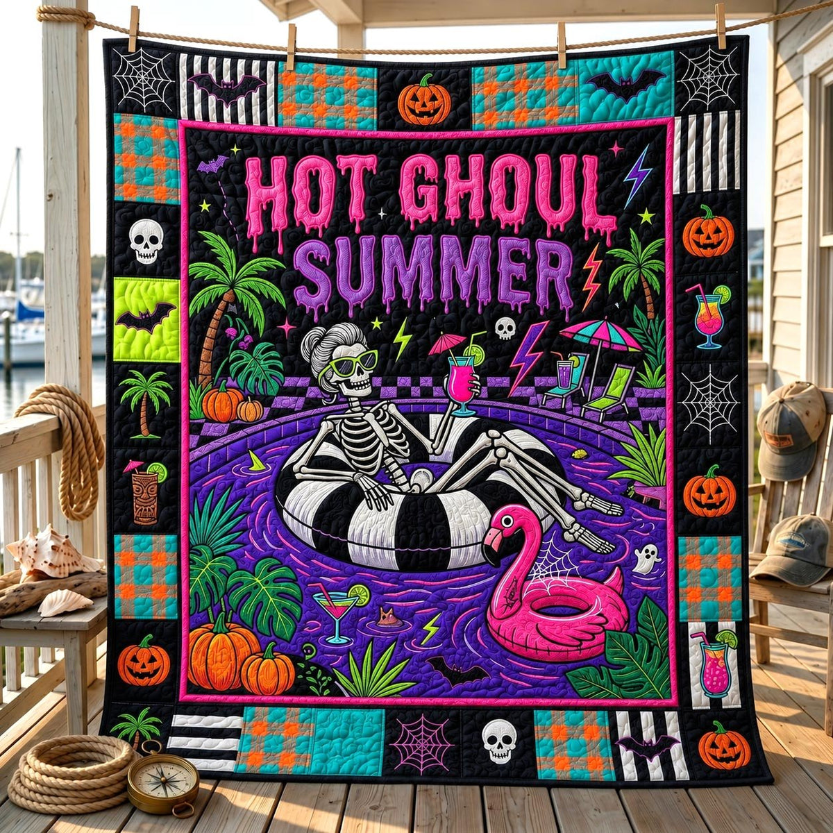 Spooky Summer Quilted Blanket printed blanket