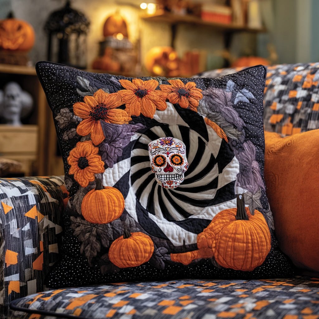 Spooky Swirl Quilted Cushion Cover printed cushion cover