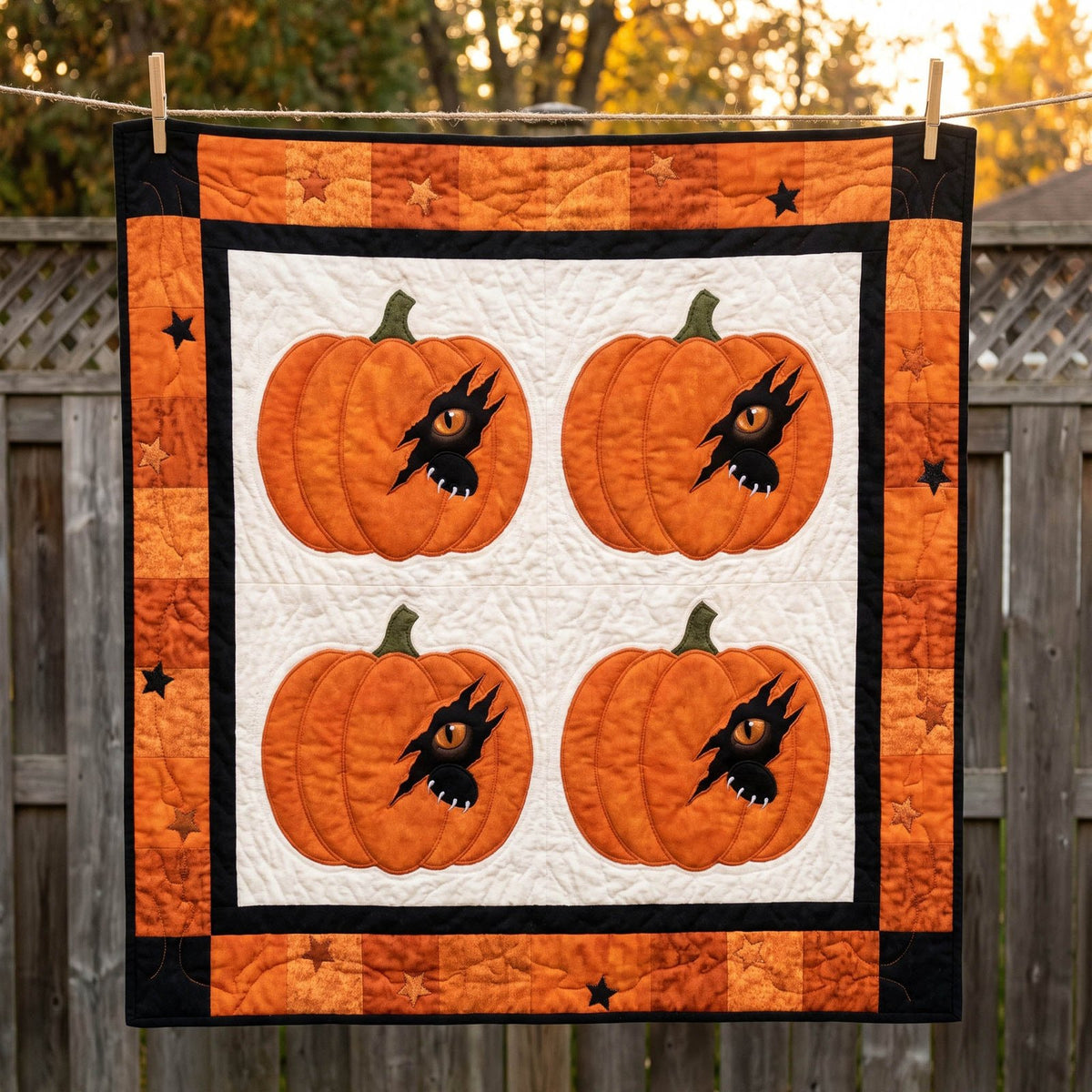 Spooky Tabby Quilted Blanket printed blanket