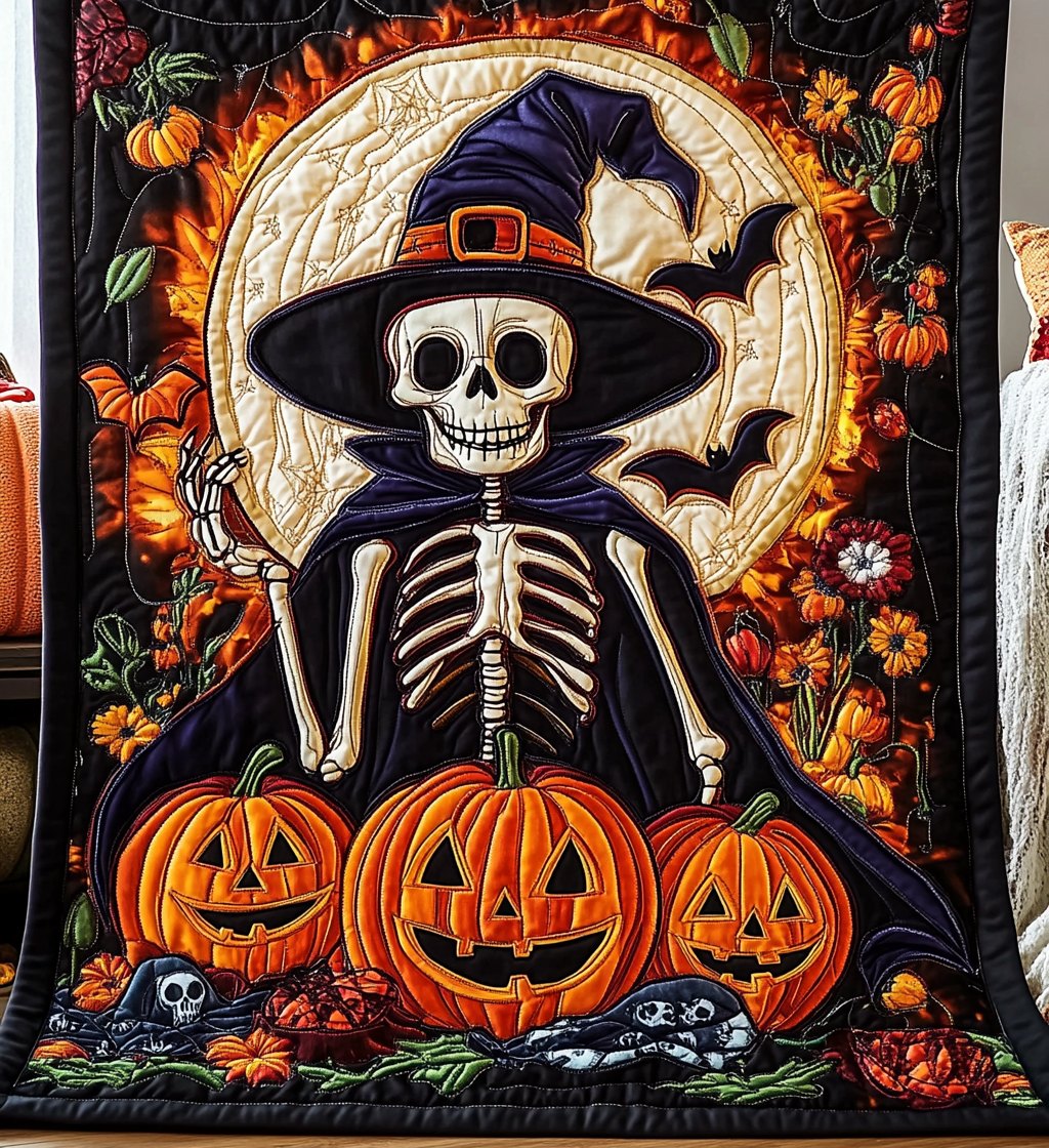 Spooky Witch Quilted Blanket printed blanket