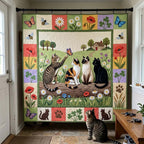 Spring Flower Cat Patch printed blanket