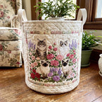 Spring Garden Gathering Quilted Laundry Hamper printed laundry hamper