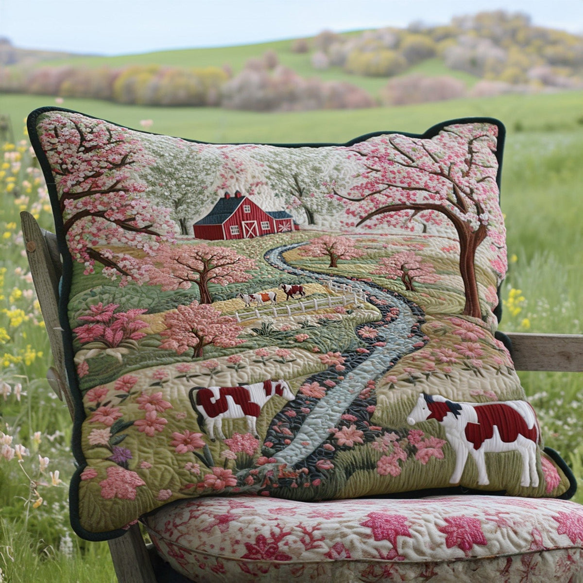 Spring Meadow Quilted Bedding Cushion Cover printed cushion cover