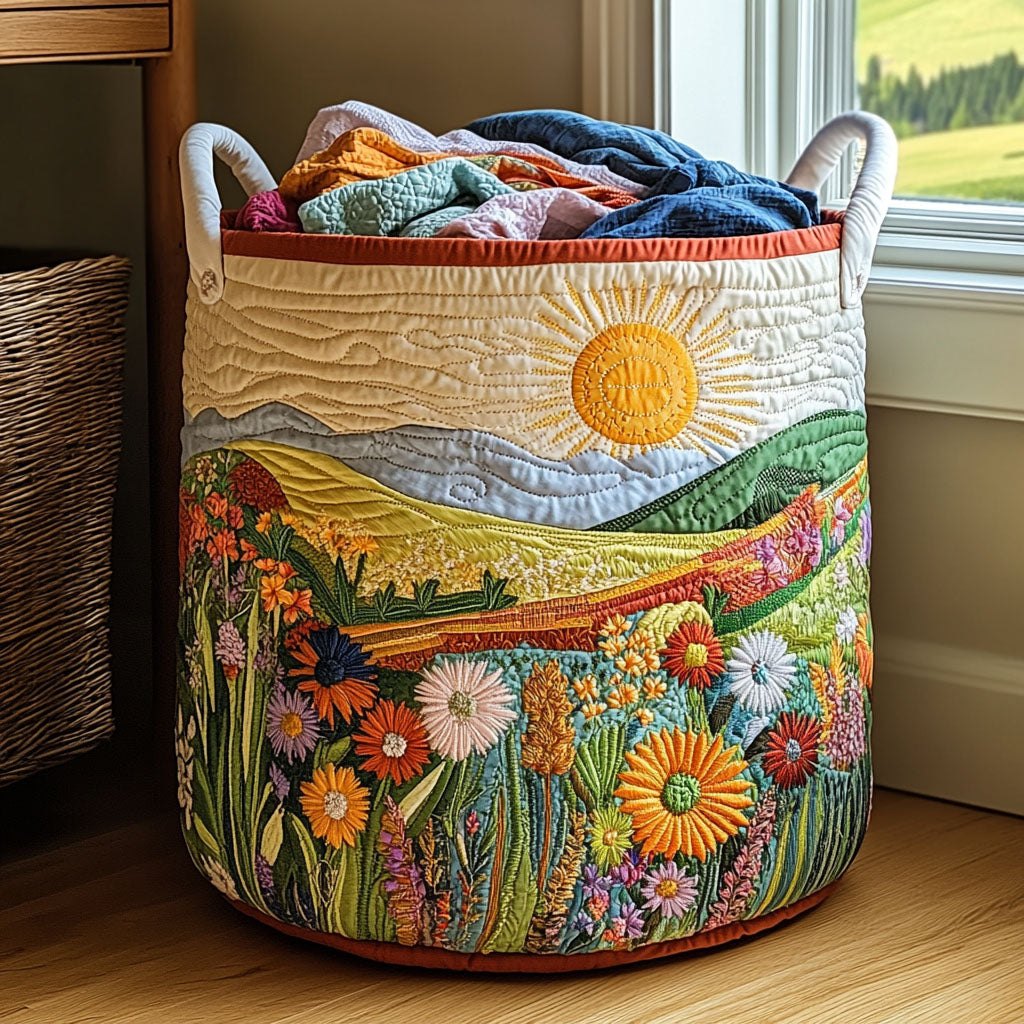 Spring Meadow Quilted Laundry Hamper printed laundry hamper