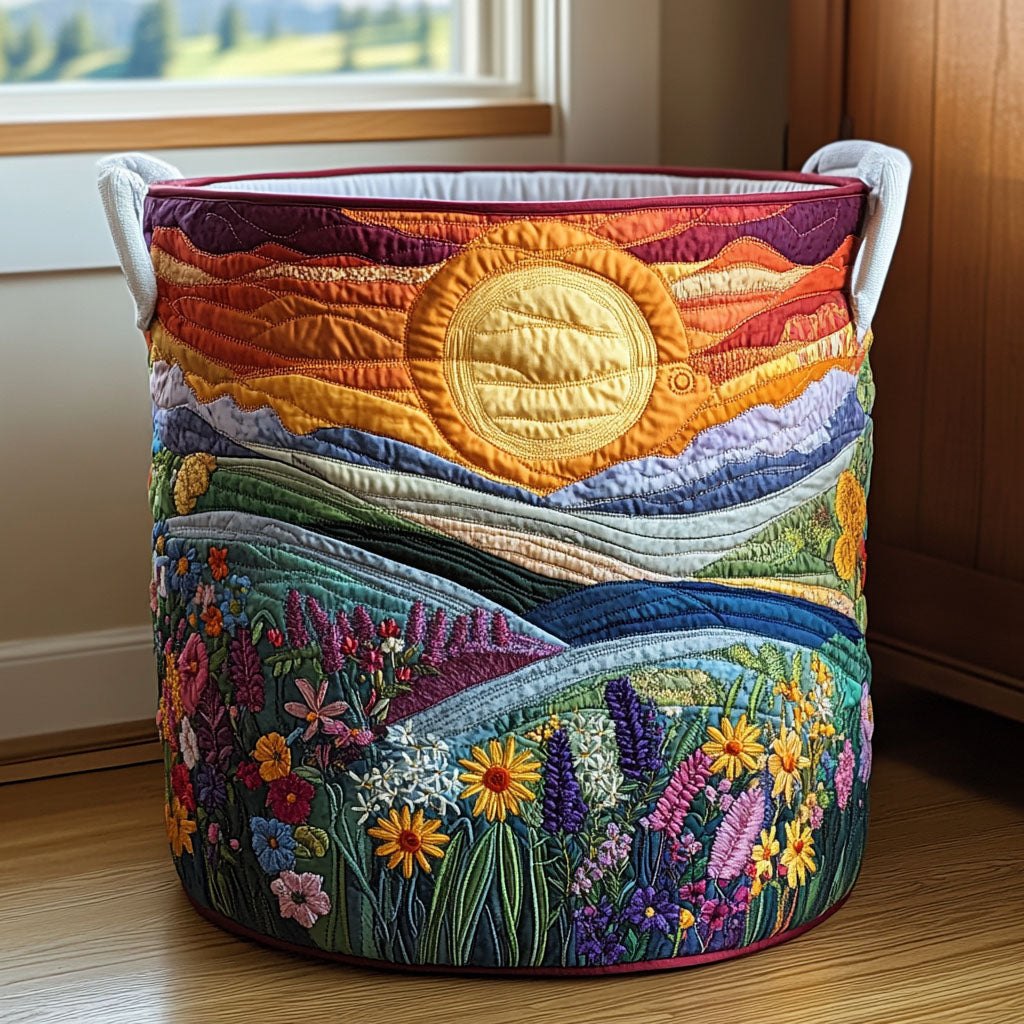 Spring Meadow Quilted Laundry Hamper printed laundry hamper