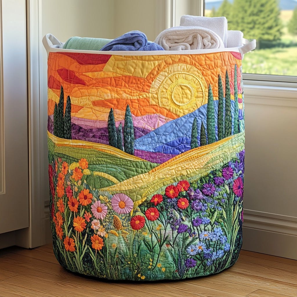 Spring Meadow Quilted Laundry Hamper printed laundry hamper