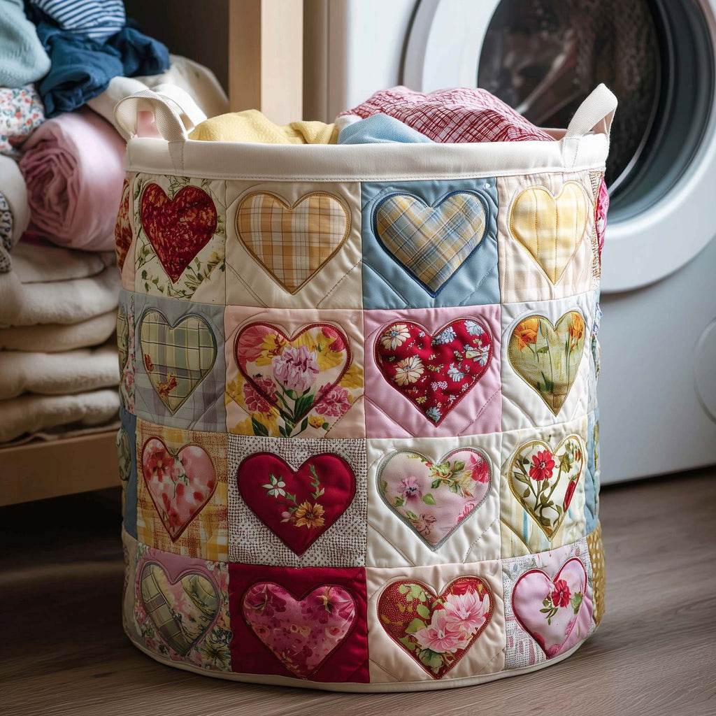 Spring Patch Quilted Laundry Hamper printed laundry hamper