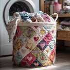 Spring Patch Quilted Laundry Hamper printed laundry hamper