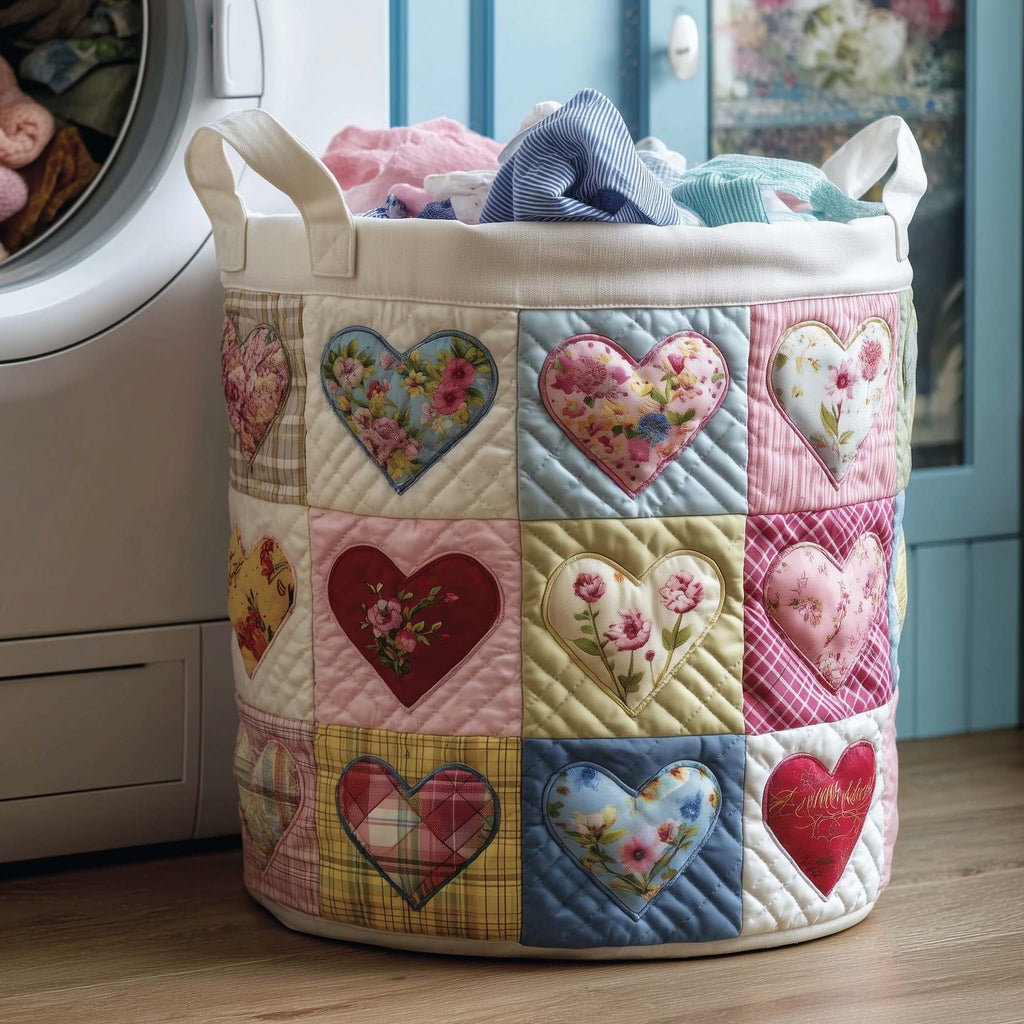 Spring Patch Quilted Laundry Hamper printed laundry hamper