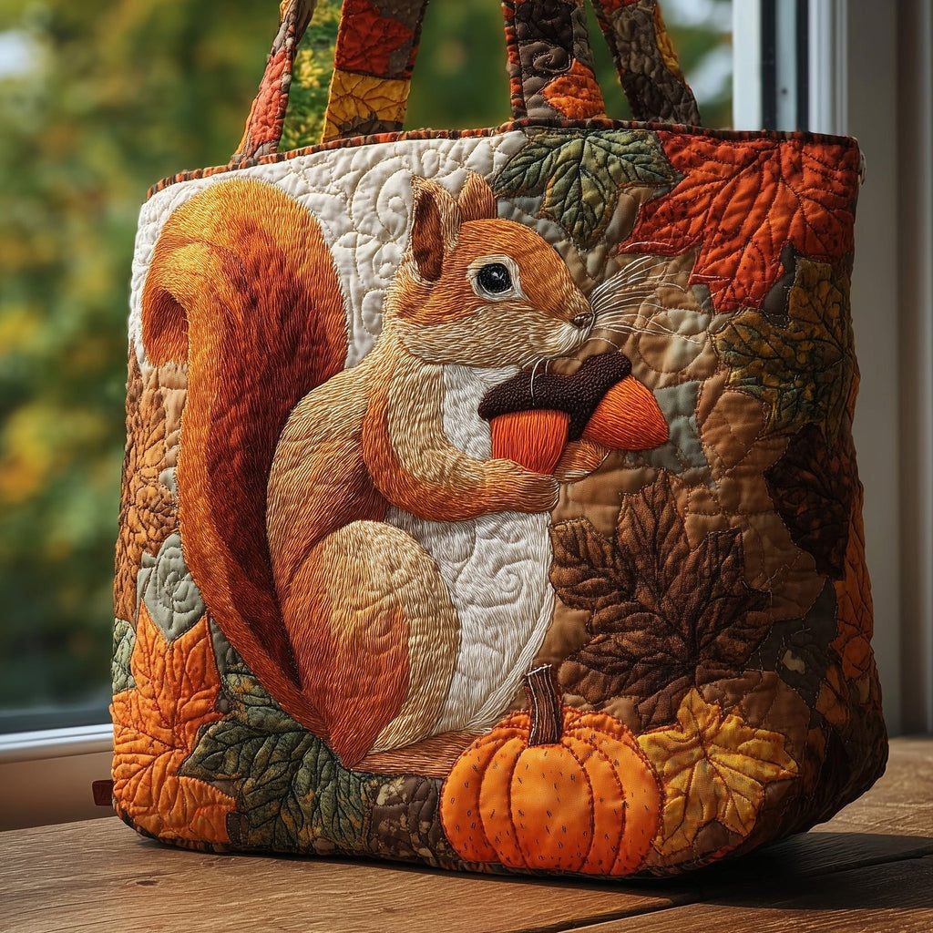 Squirrel Heaven Quilted Tote Bag printed tote bag