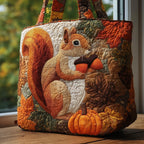 Squirrel Heaven Quilted Tote Bag printed tote bag