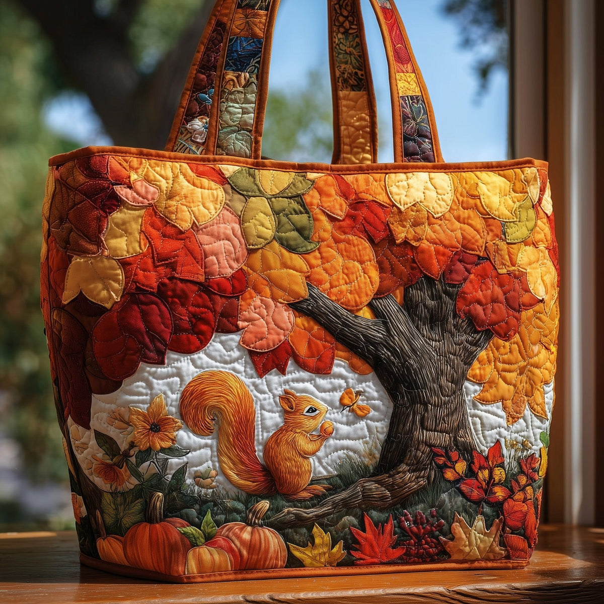 Squirrel Heaven Quilted Tote Bag printed tote bag
