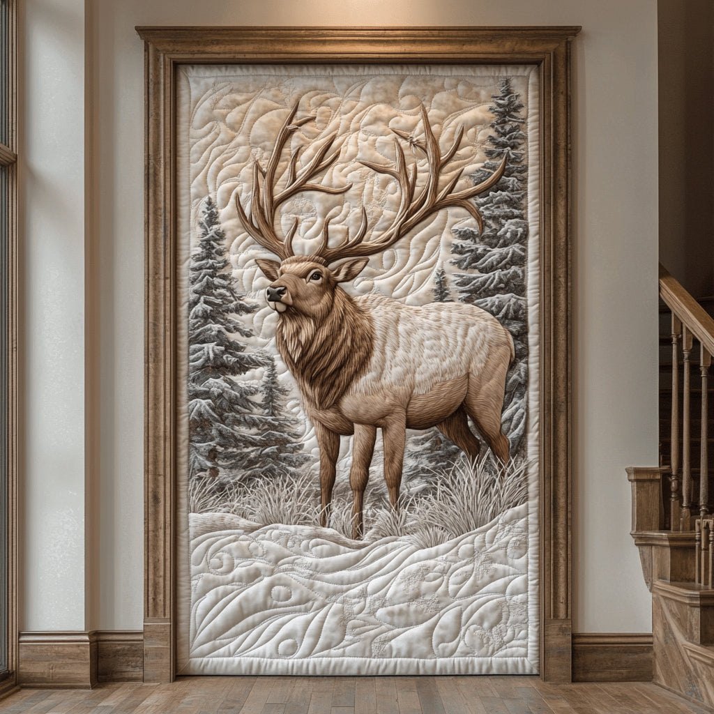 Stag Whisper Quilted Door Curtain printed door curtain