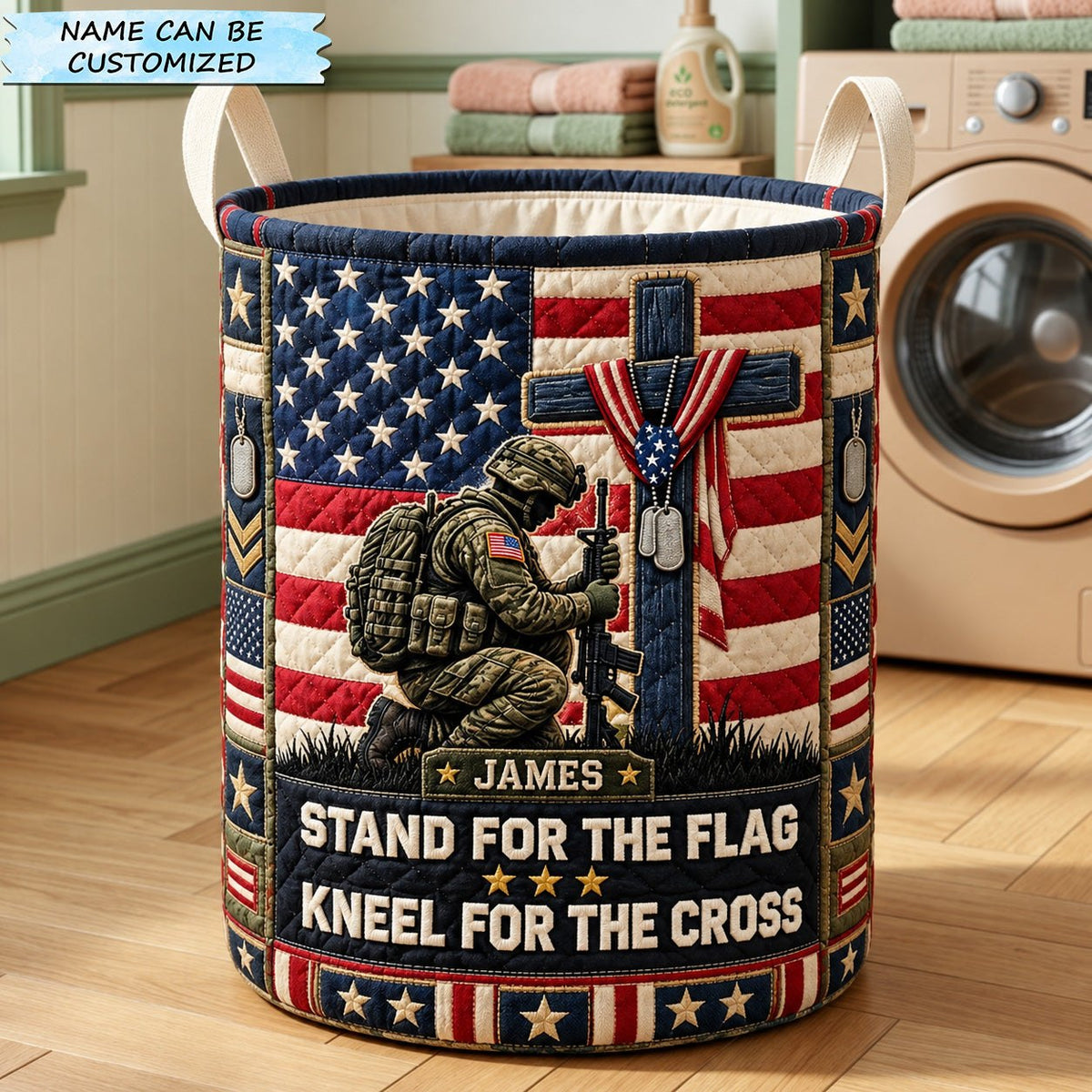 Stand For The Flag Quilted Laundry Hamper QTCUZ printed laundry hamper