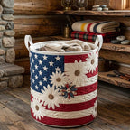 Star Flower Meadow Quilted Laundry Hamper printed laundry hamper