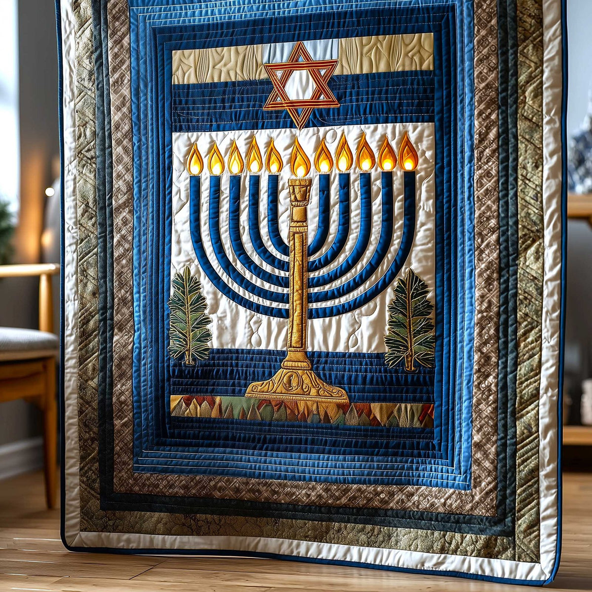 Star of David Quilted Blanket printed blanket