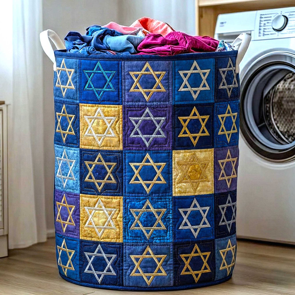 Star of David Quilted Laundry Hamper printed laundry hamper