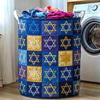 Star of David Quilted Laundry Hamper printed laundry hamper