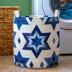 Star of David Quilted Laundry Hamper printed laundry hamper