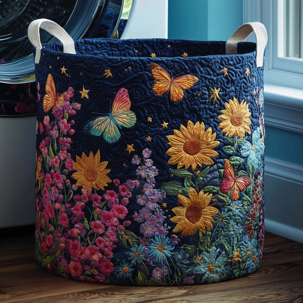Starlit Garden Quilted Laundry Hamper printed laundry hamper