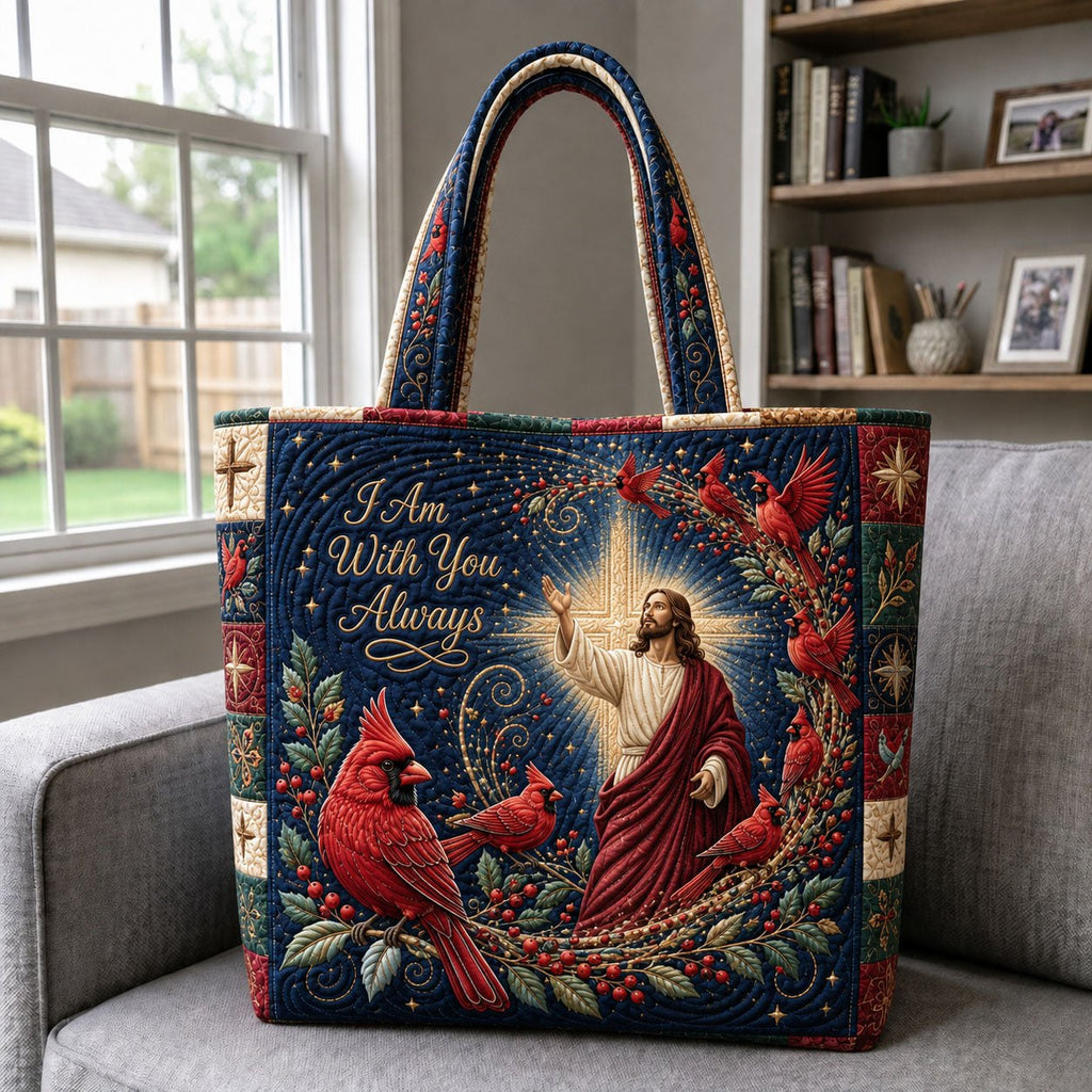 Starlit Jesus and Cardinals printed tote bag