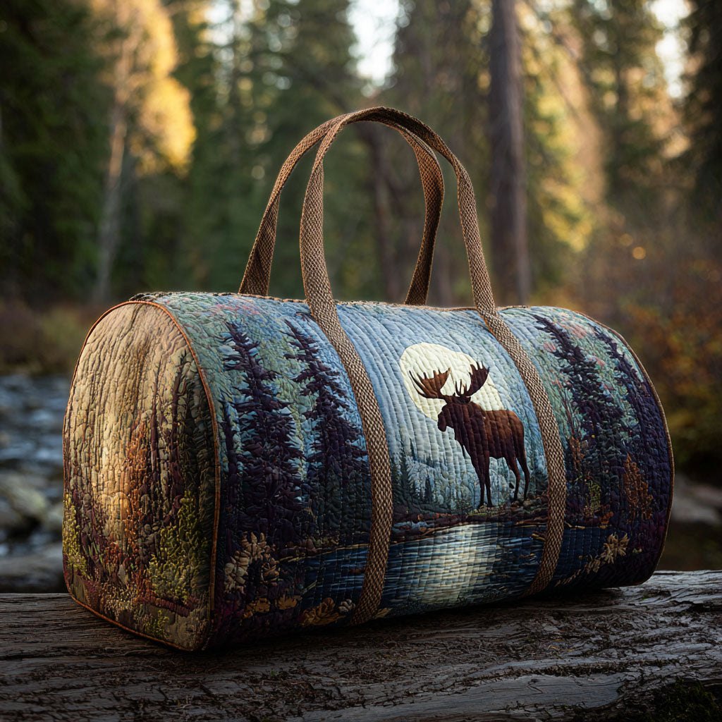 Starlit Moose Quilted Duffle Bag printed duffle bag