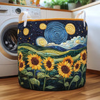 Starlit Sunflowers Quilted Laundry Hamper printed laundry hamper