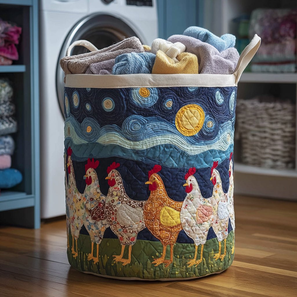 Starry Chicken Quilted Laundry Hamper printed laundry hamper