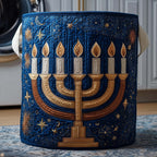 Starry Menorah Quilted Laundry Hamper printed laundry hamper