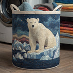Starry Polar Bear Quilted Laundry Hamper printed laundry hamper
