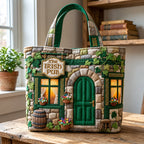 Stone Irish Pub Quilted Tote Bag printed tote bag